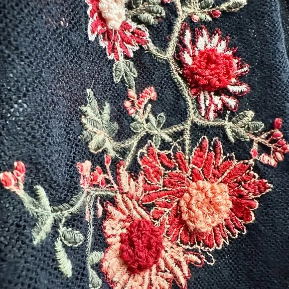 Anthropologie Maeve cadiz mesh top - Floral Embroidered Black Mesh Top - Picture 3 of 9